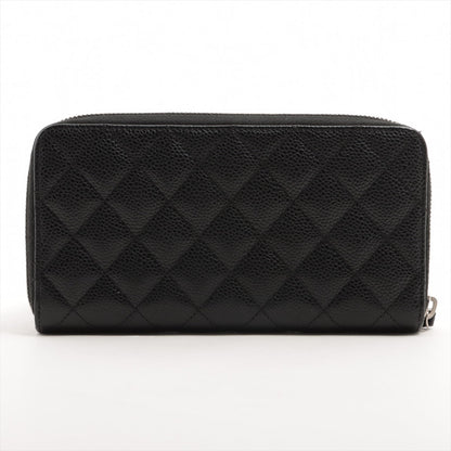 Chanel Caviar Long Zip Wallet Black