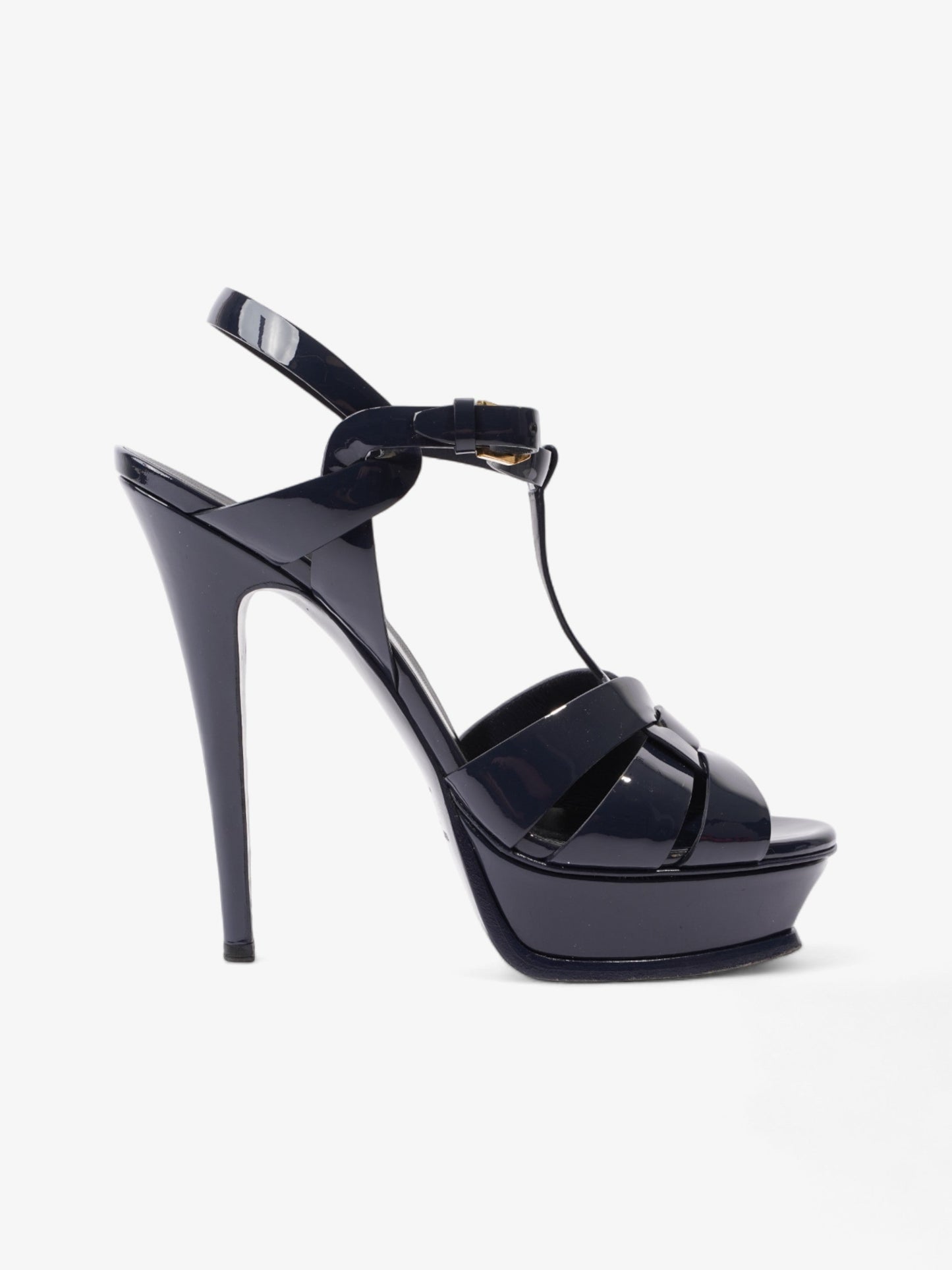 Saint Laurent Tribute Platform Heels 140mm Navy Blue Patent Leather EU 40 UK 7