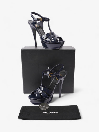 Saint Laurent Tribute Platform Heels 140mm Navy Blue Patent Leather EU 40 UK 7