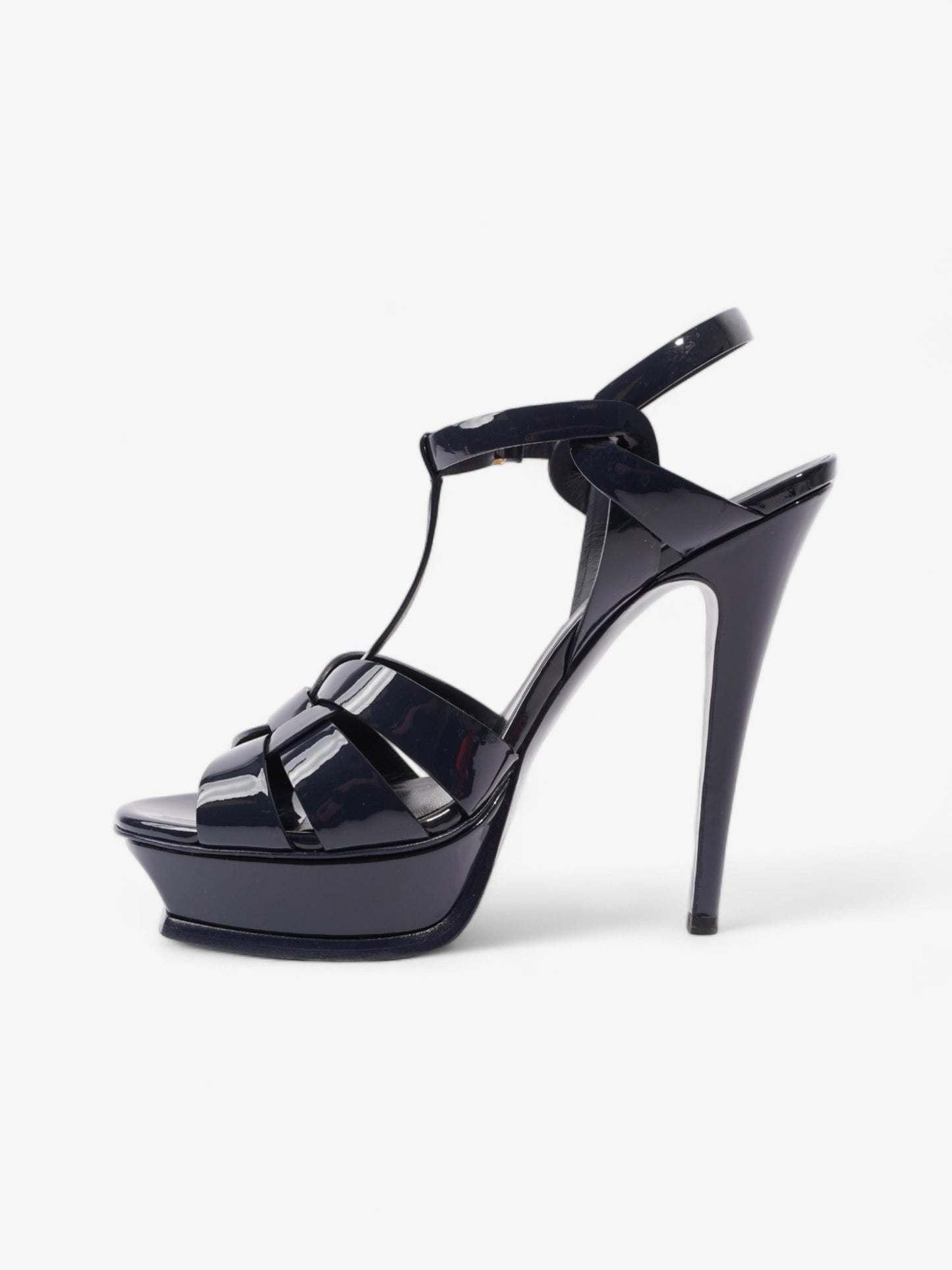 Saint Laurent Tribute Platform Heels 140mm Navy Blue Patent Leather EU 40 UK 7