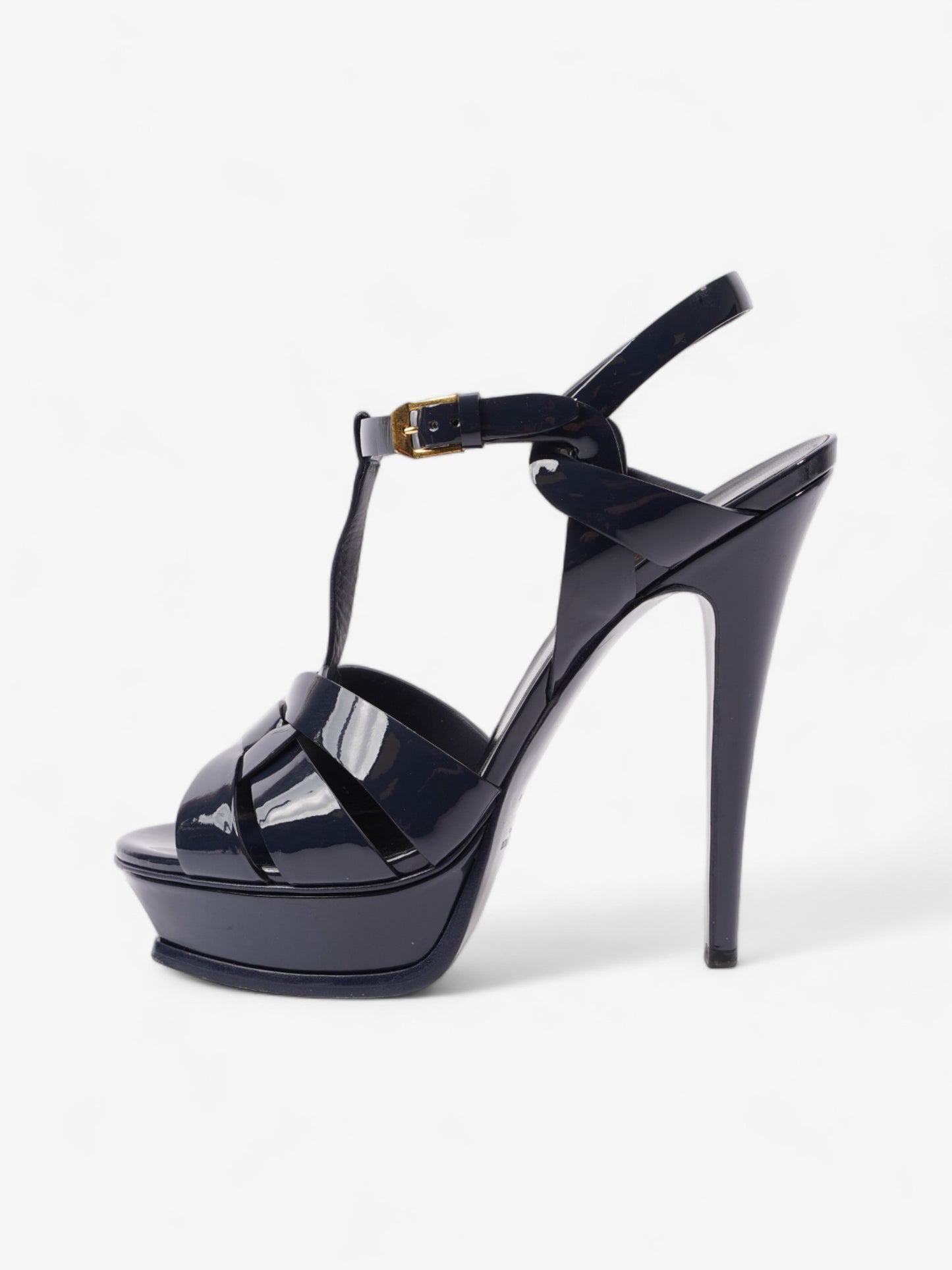 Saint Laurent Tribute Platform Heels 140mm Navy Blue Patent Leather EU 40 UK 7