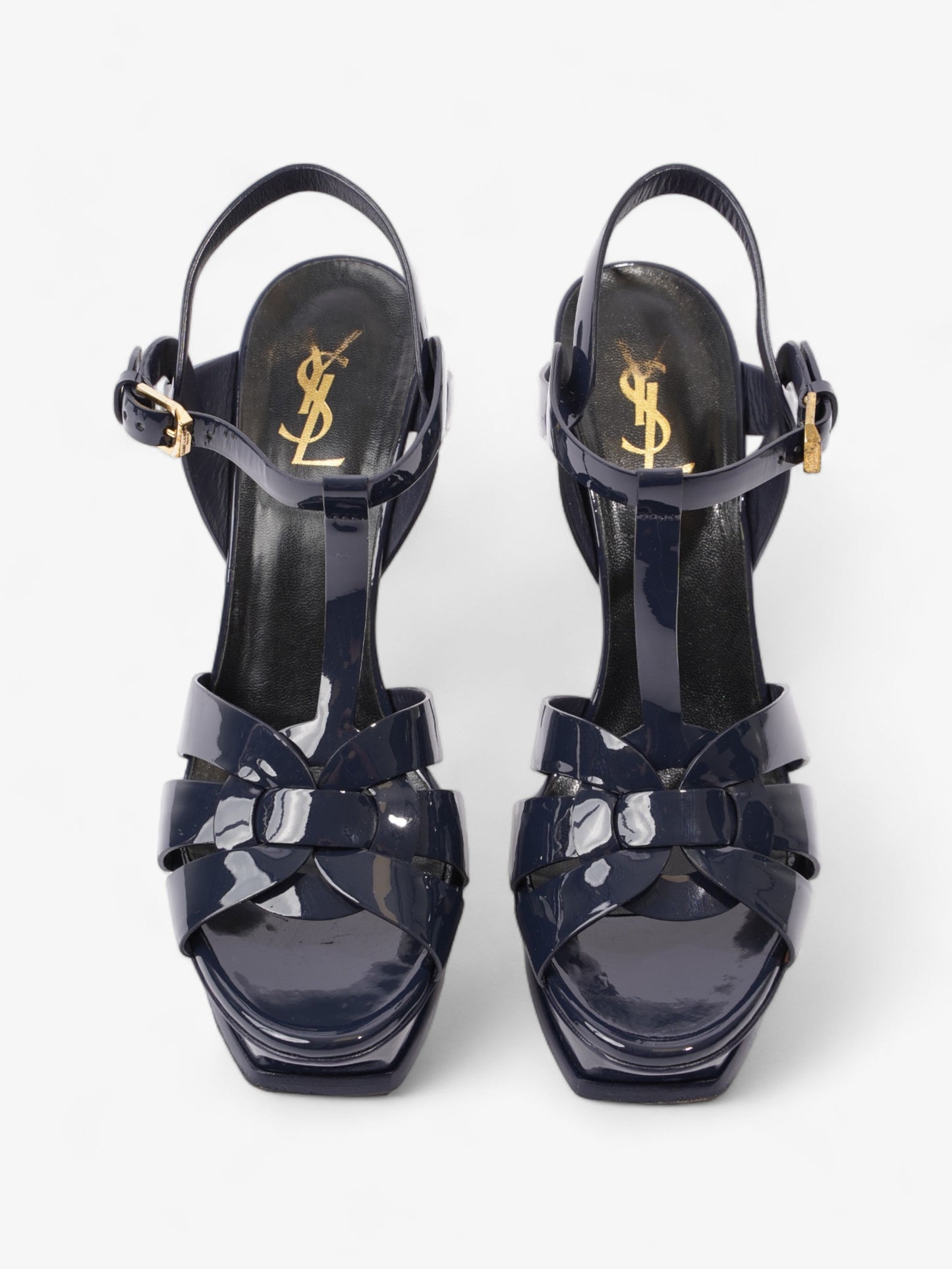 Saint Laurent Tribute Platform Heels 140mm Navy Blue Patent Leather EU 40 UK 7