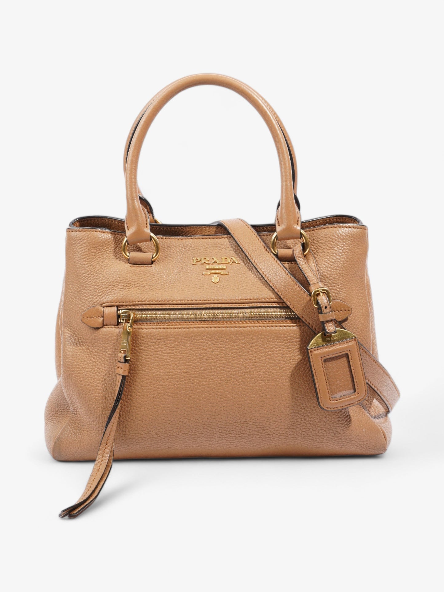 Prada Vitello Phoenix Tote Tan Leather