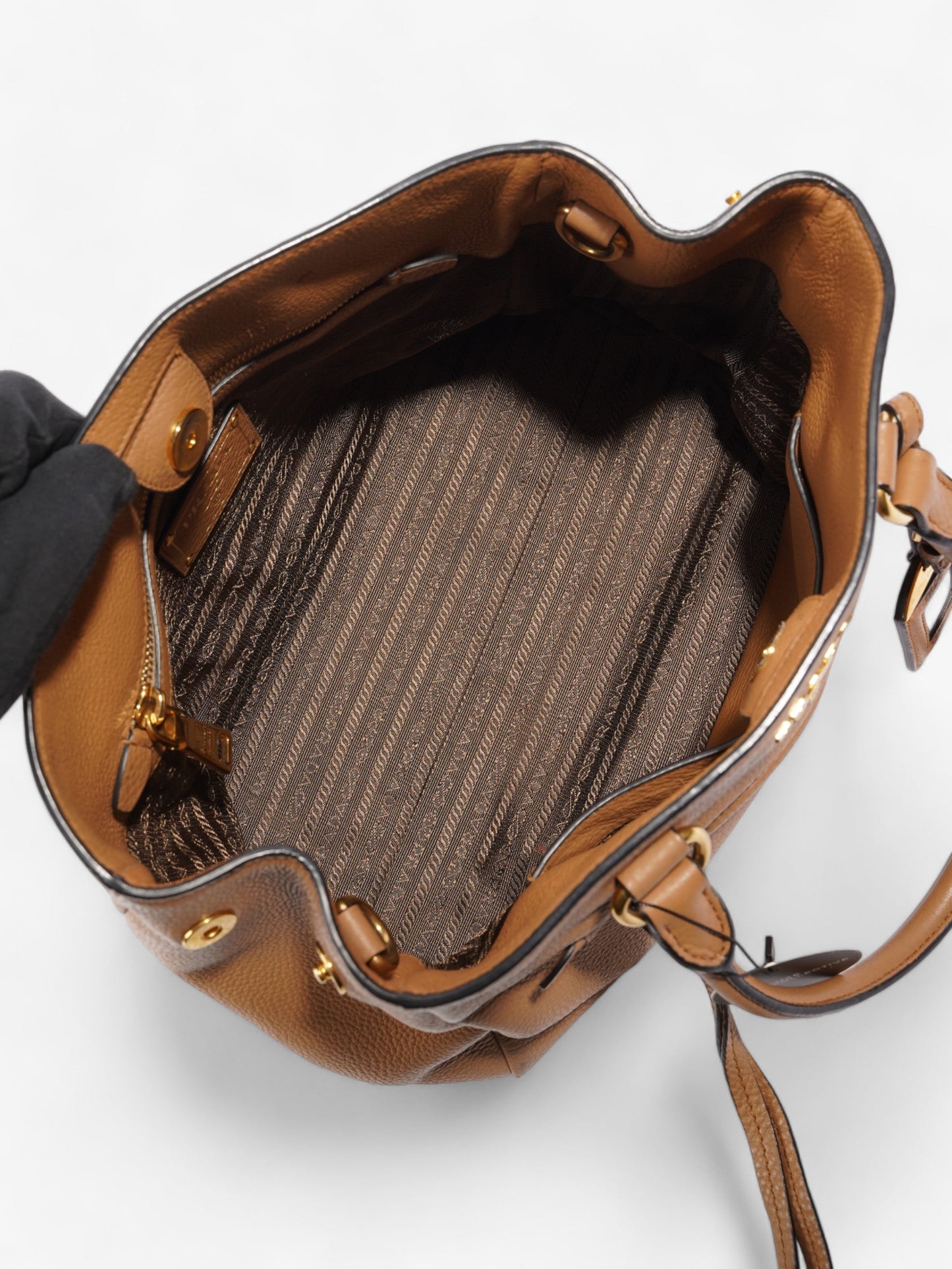 Prada Vitello Phoenix Tote Tan Leather