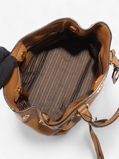 Prada Vitello Phoenix Tote Tan Leather