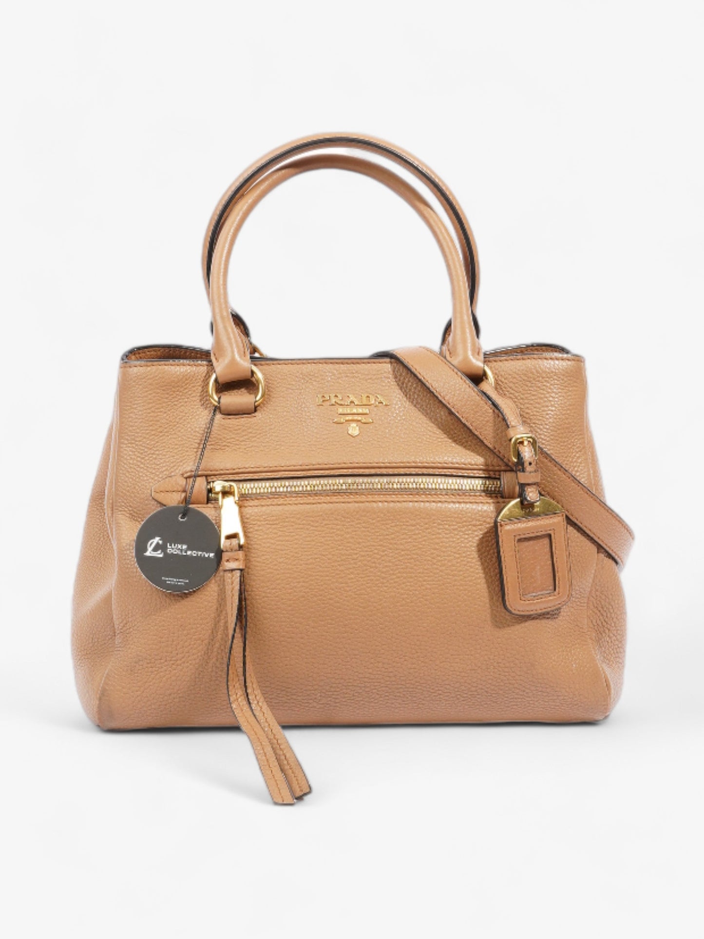 Prada Vitello Phoenix Tote Tan Leather