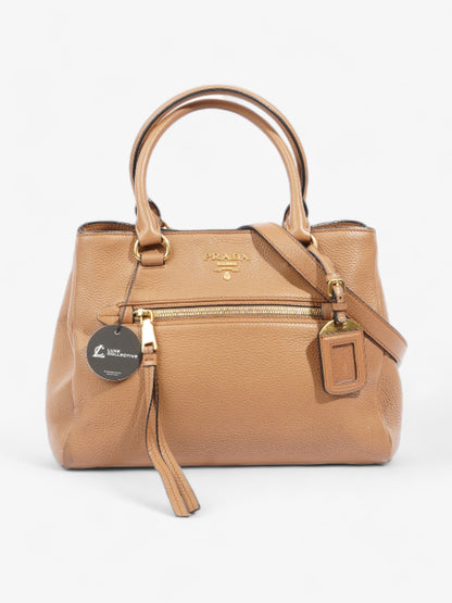 Prada Vitello Phoenix Tote Tan Leather