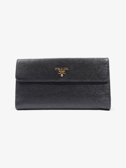 Prada Continental Flap Wallet Black Leather