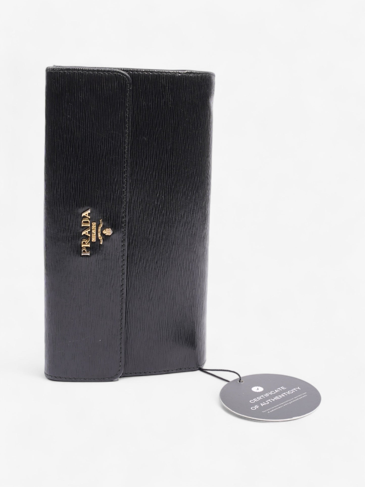 Prada Continental Flap Wallet Black Leather