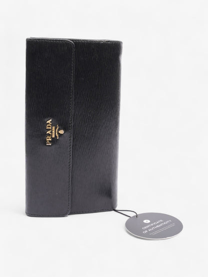 Prada Continental Flap Wallet Black Leather