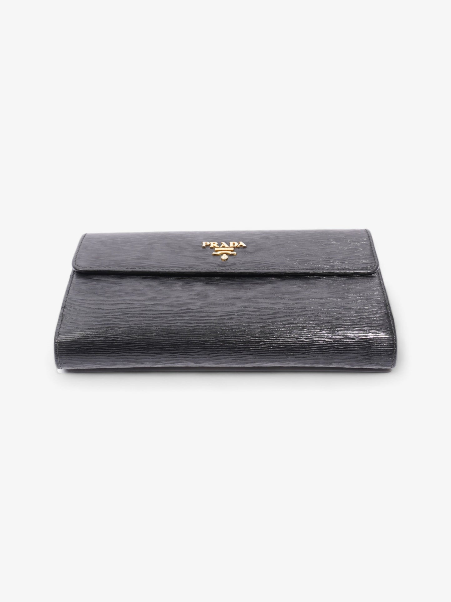 Prada Continental Flap Wallet Black Leather