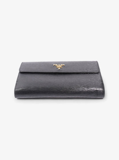 Prada Continental Flap Wallet Black Leather