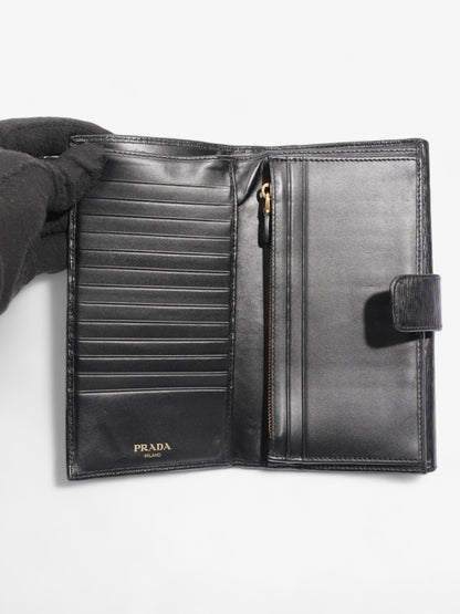 Prada Continental Flap Wallet Black Leather