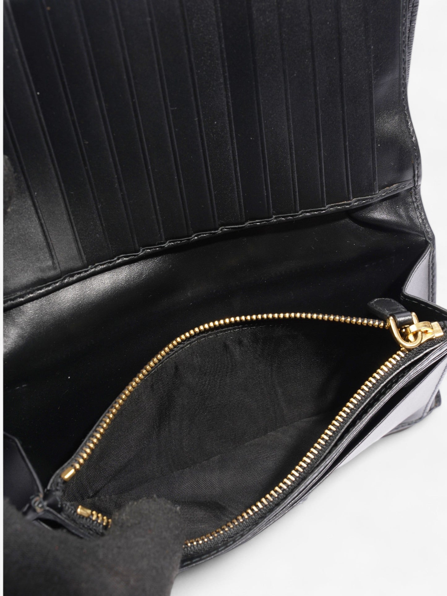 Prada Continental Flap Wallet Black Leather
