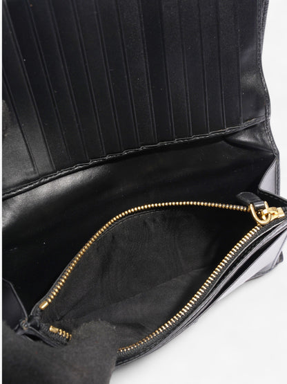 Prada Continental Flap Wallet Black Leather