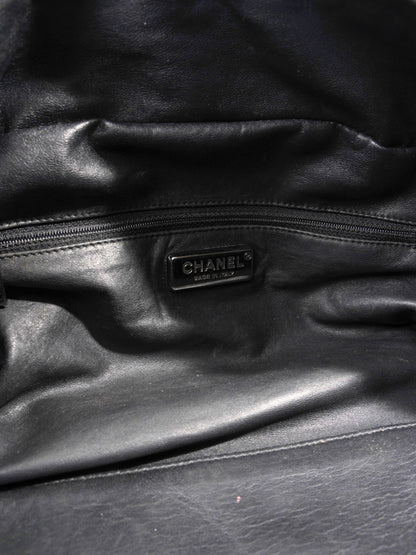 Chanel Luxe Ligne Bowling Bag Black Goatskin Leather Large