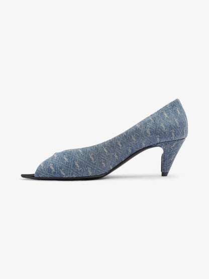 Saint Laurent Lola Monogram Denim Heels 50 Blue  Denim EU 36 UK 3