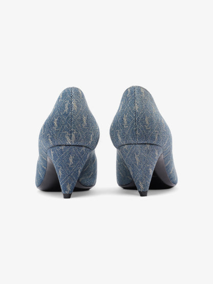 Saint Laurent Lola Monogram Denim Heels 50 Blue  Denim EU 36 UK 3