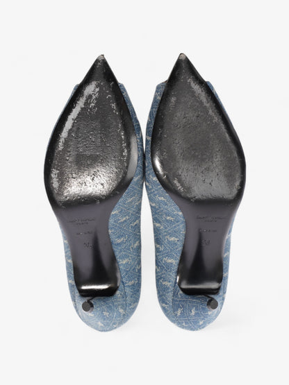 Saint Laurent Lola Monogram Denim Heels 50 Blue  Denim EU 36 UK 3