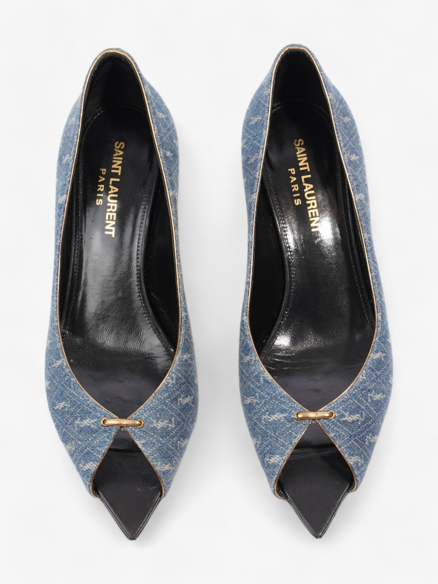 Saint Laurent Lola Monogram Denim Heels 50 Blue  Denim EU 36 UK 3