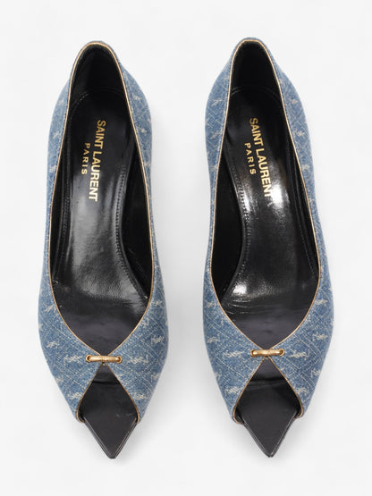 Saint Laurent Lola Monogram Denim Heels 50 Blue  Denim EU 36 UK 3