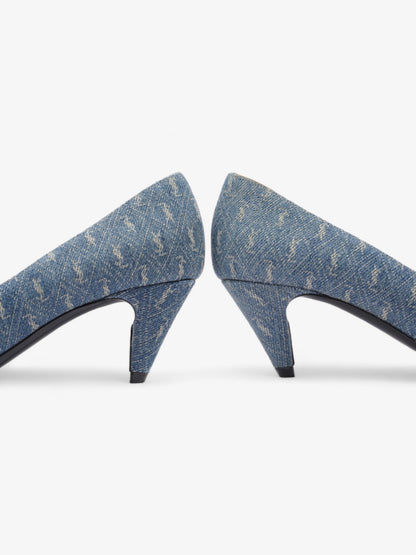 Saint Laurent Lola Monogram Denim Heels 50 Blue  Denim EU 36 UK 3