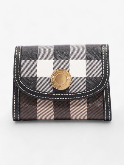 Burberry Check Folding Wallet Dark Birch Brown Coated Canvas