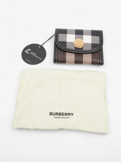Burberry Check Folding Wallet Dark Birch Brown Coated Canvas