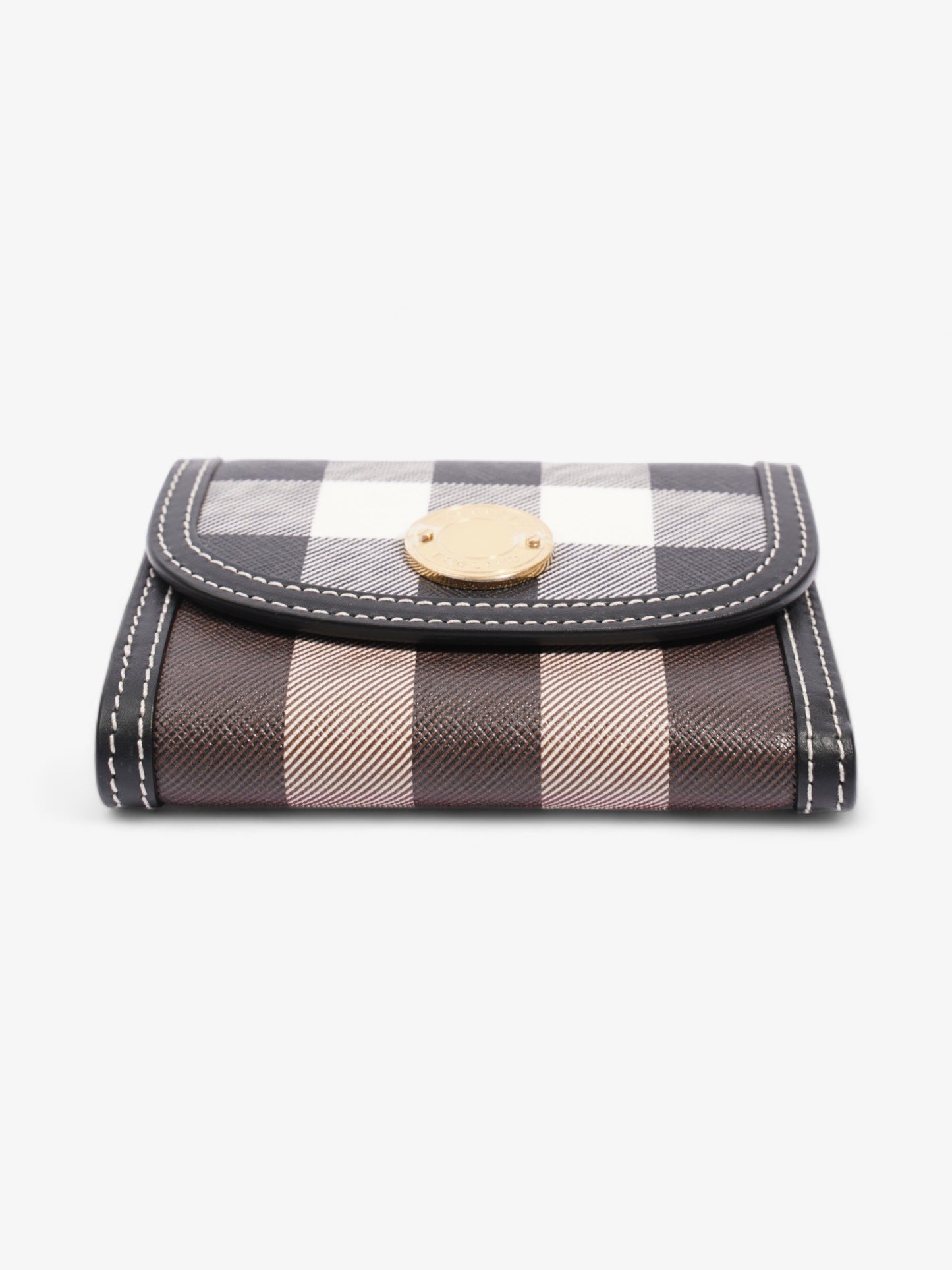 Burberry Check Folding Wallet Dark Birch Brown Coated Canvas