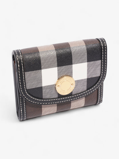 Burberry Check Folding Wallet Dark Birch Brown Coated Canvas