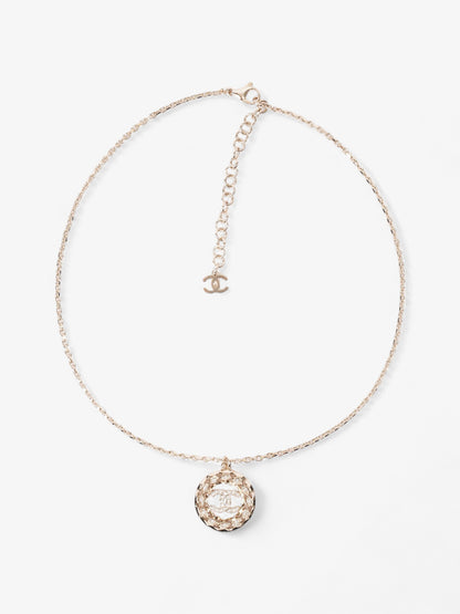 Chanel CC Medallion Necklace Light Gold Base Metal