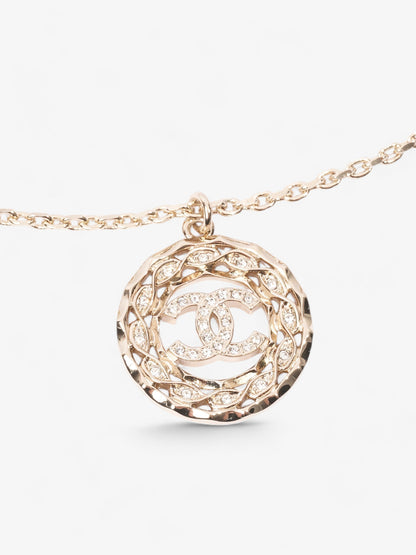 Chanel CC Medallion Necklace Light Gold Base Metal