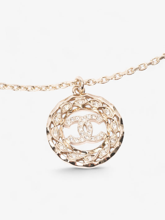 Chanel CC Medallion Necklace Light Gold Base Metal