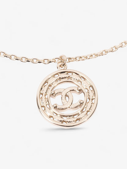 Chanel CC Medallion Necklace Light Gold Base Metal