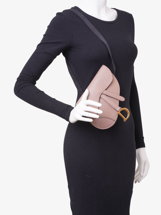 Christian Dior Saddle Belt Pouch Dusty Pink Calfskin Leather