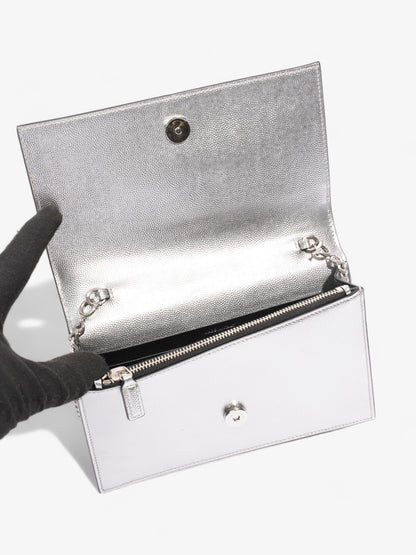 Saint Laurent Kate Monogram Tassel Silver Leather