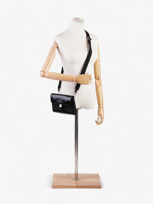 Prada Buckle-Flap Branded Messenger Black Re Nylon