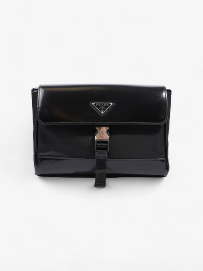 Prada Buckle-Flap Branded Messenger Black Re Nylon