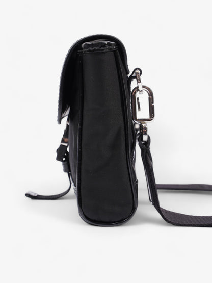 Prada Buckle-Flap Branded Messenger Black Re Nylon