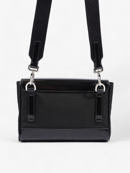 Prada Buckle-Flap Branded Messenger Black Re Nylon