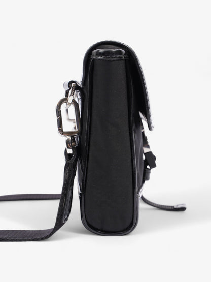 Prada Buckle-Flap Branded Messenger Black Re Nylon