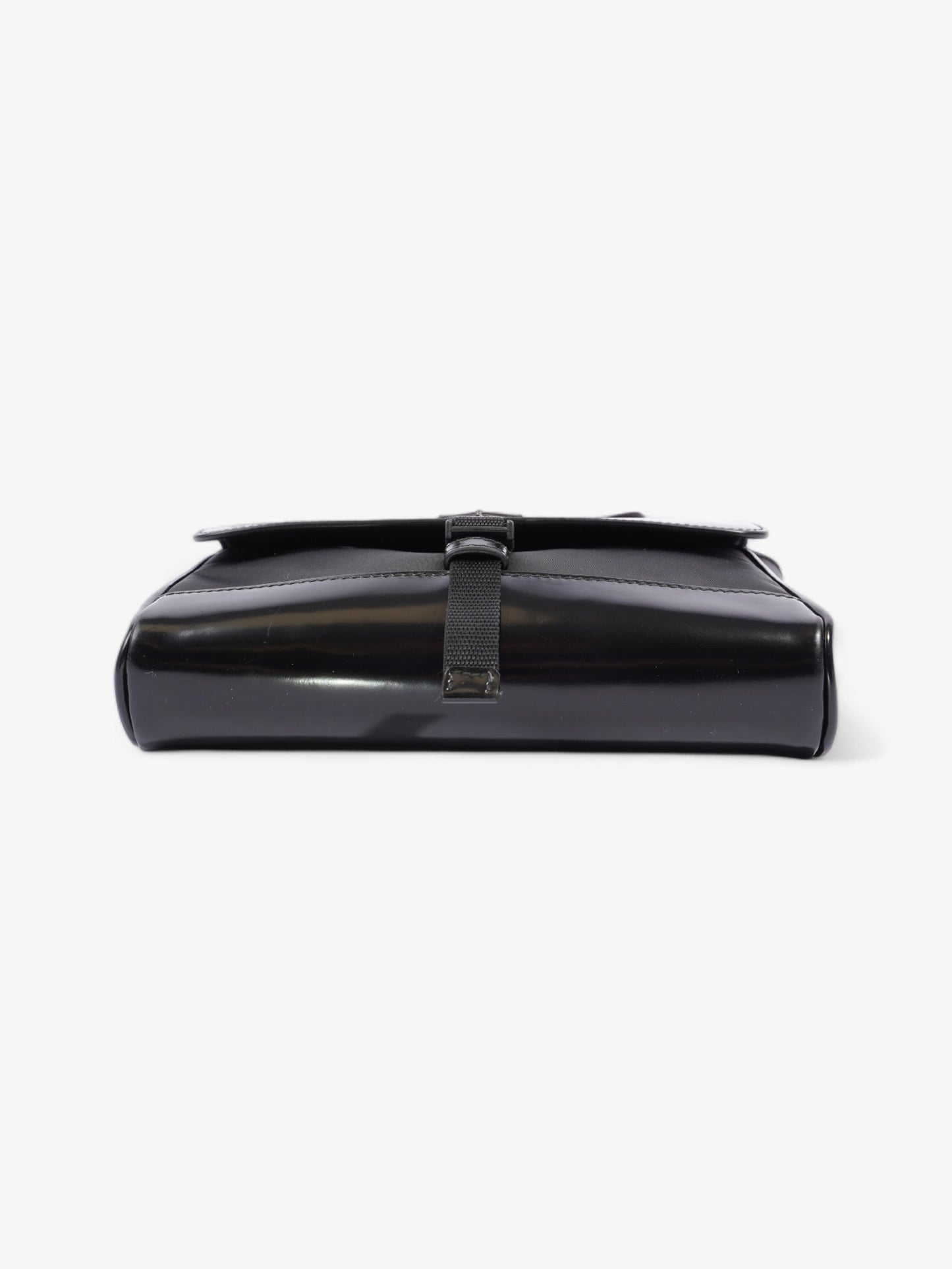 Prada Buckle-Flap Branded Messenger Black Re Nylon