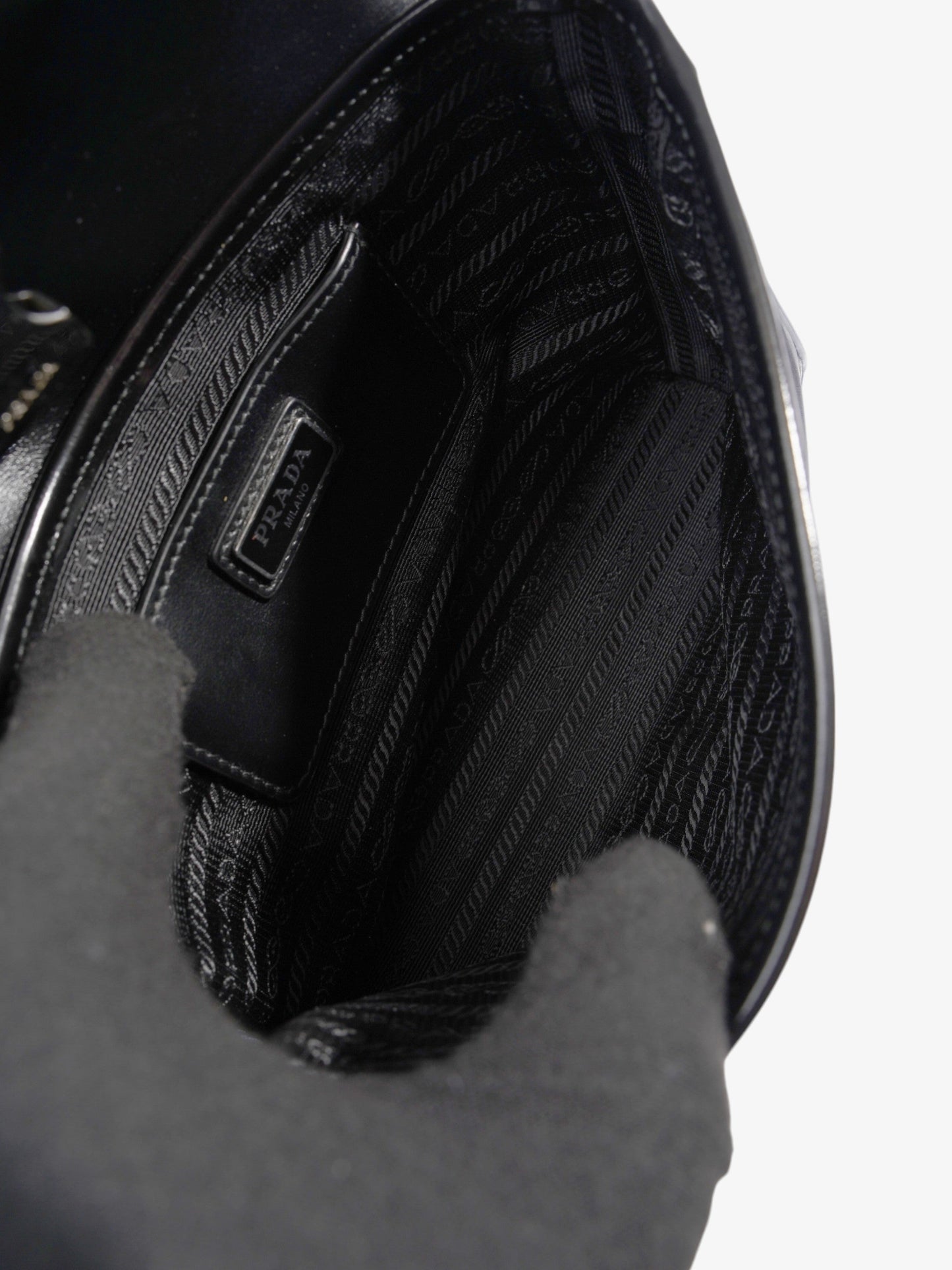 Prada Buckle-Flap Branded Messenger Black Re Nylon