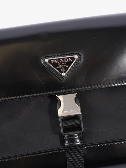 Prada Buckle-Flap Branded Messenger Black Re Nylon