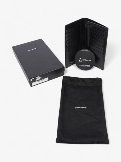 Saint Laurent Cassandre Continental Wallet Black / Silver Calfskin Leather