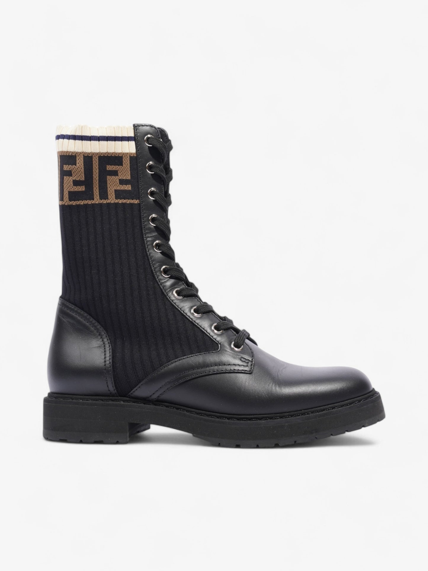 Fendi Rockoko Boots Black / Brown Leather EU 38 UK 5
