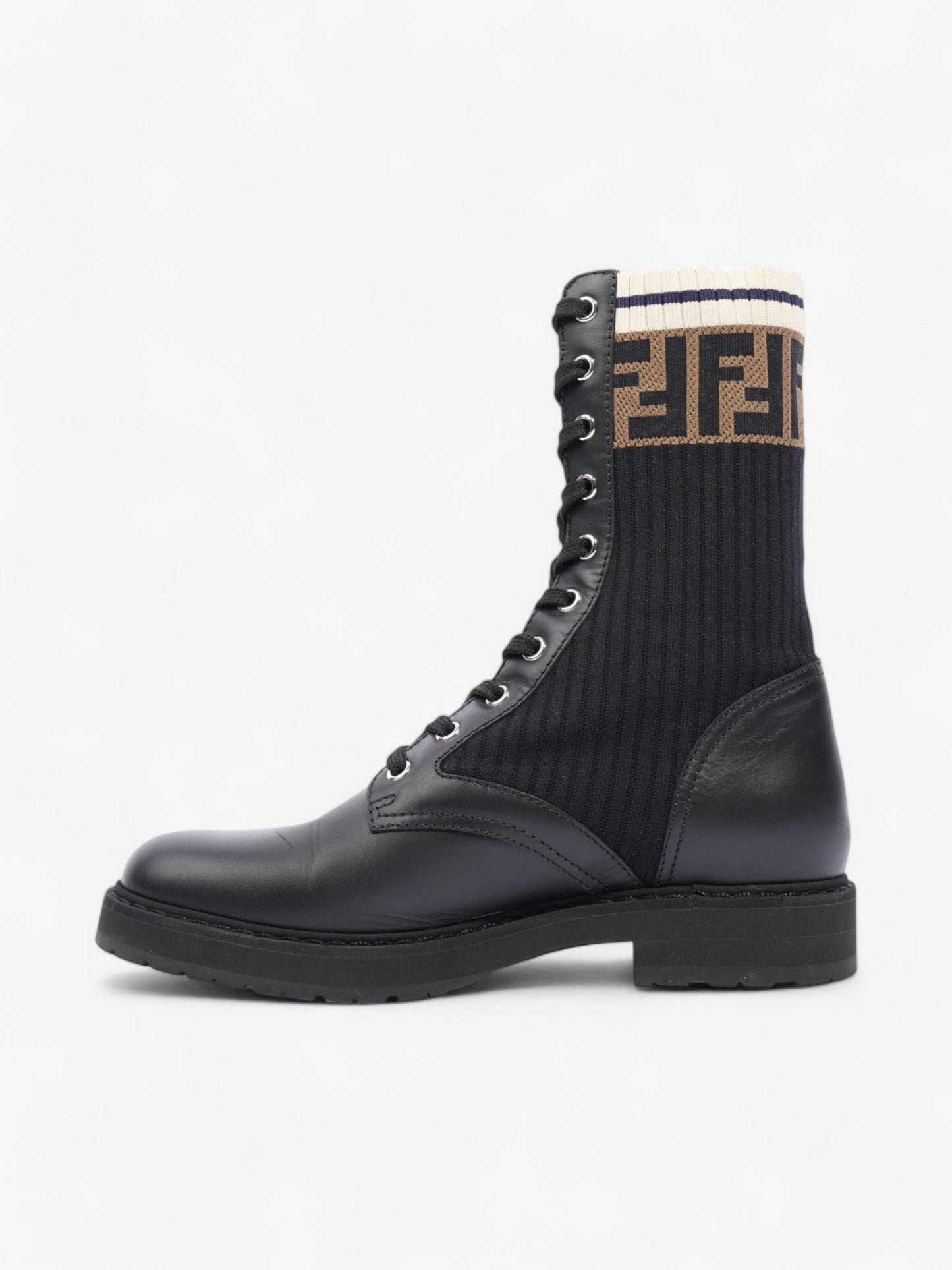 Fendi Rockoko Boots Black / Brown Leather EU 38 UK 5