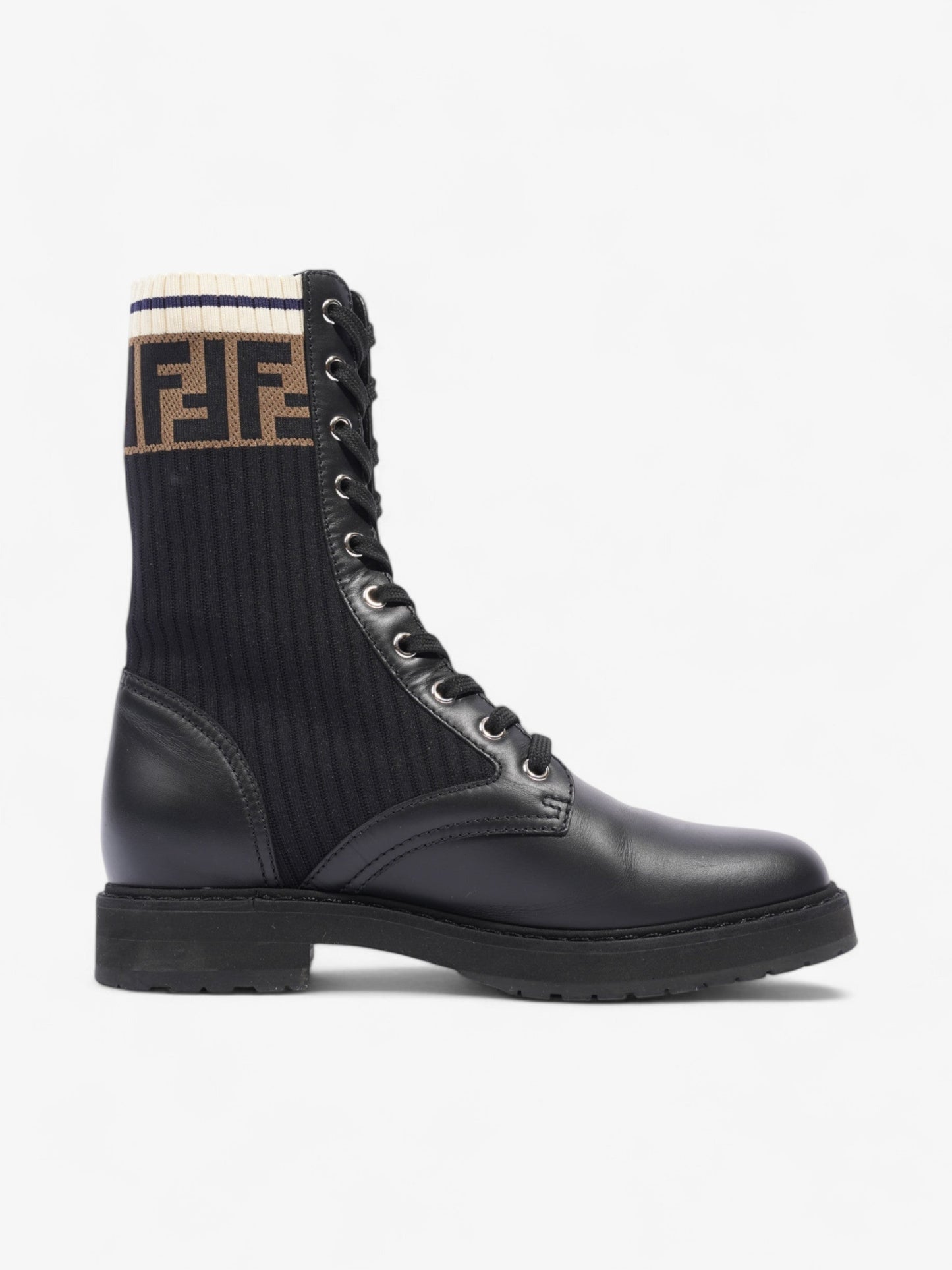 Fendi Rockoko Boots Black / Brown Leather EU 38 UK 5