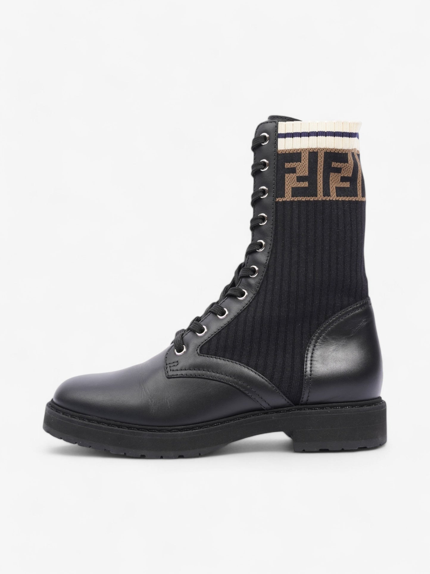 Fendi Rockoko Boots Black / Brown Leather EU 38 UK 5