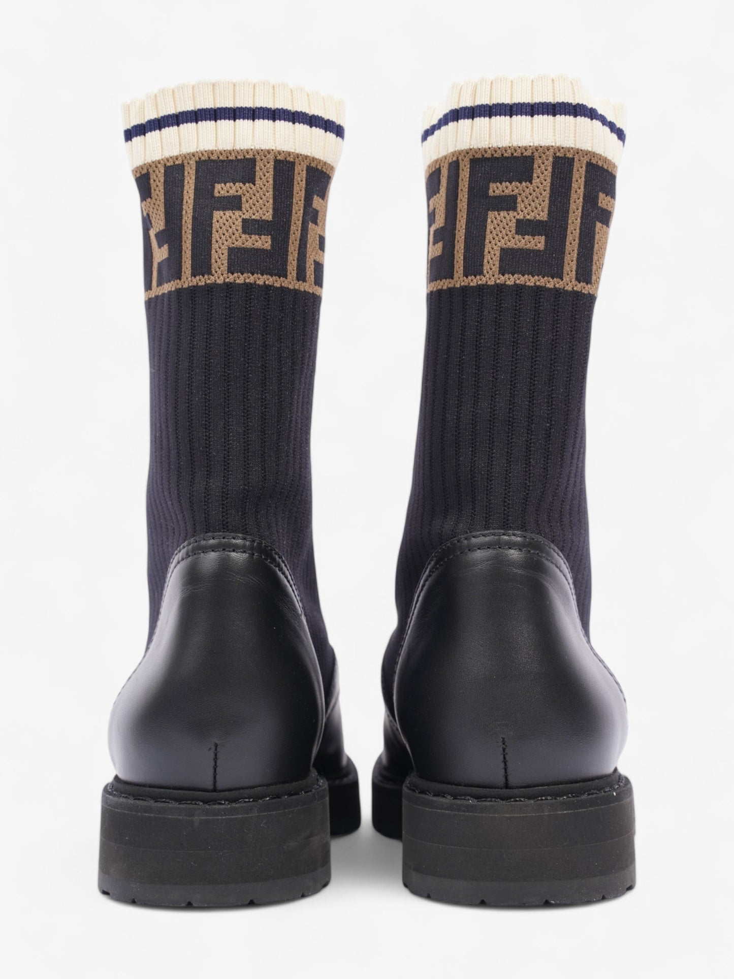 Fendi Rockoko Boots Black / Brown Leather EU 38 UK 5